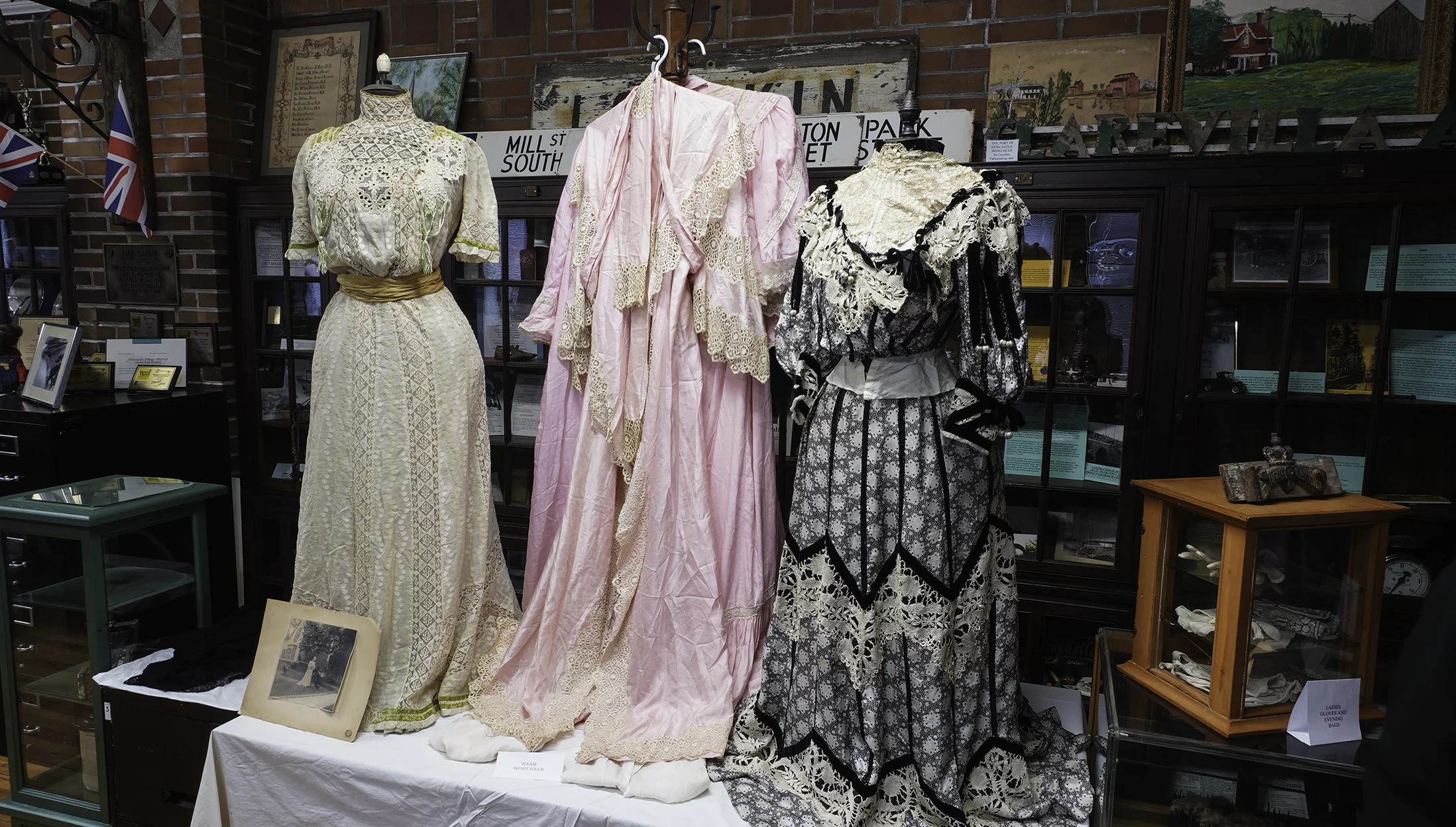 Dresses on display in the Room, winter 2020